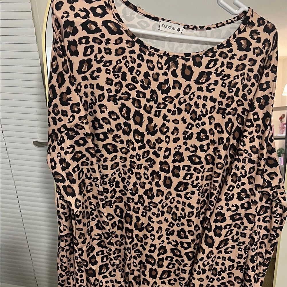 Nuggles Women's Leopard Midi Dress in Taupe/Black